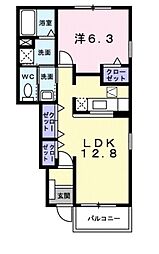 カンフォートＧ・III 1階1LDKの間取り