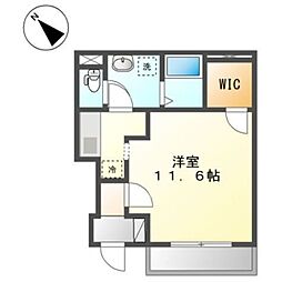 クレシア ワンルームの間取図画像