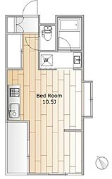 東急目黒線 西小山駅 徒歩7分の賃貸マンション 4階ワンルームの間取り