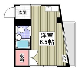 キャビットハウス 3階ワンルームの間取り