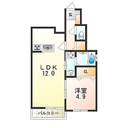 南海高野線 中百舌鳥駅 徒歩5分の賃貸アパート 1階1LDKの間取り