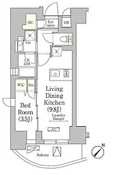 テラス月島 5階1LDKの間取り