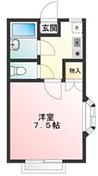マロンハイツ 1Kの間取図画像