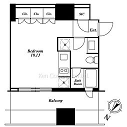 ザ六本木東京クラブレジデンス ワンルームの間取図画像