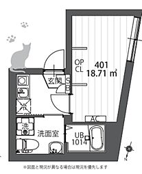 TYPE中野 4階1Kの間取り