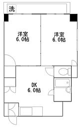 ハイマート金町 2DKの間取図画像