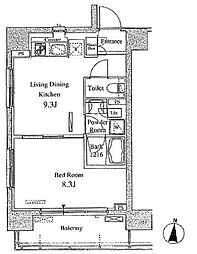 パークアクシス東陽町 1LDKの間取図画像
