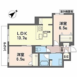 グランメゾン高師浜 1階2LDKの間取り