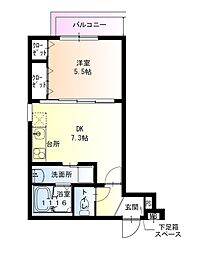 西宮市上大市3丁目アパート 1DKの間取図画像