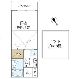 アーデル飛田給 1Kの間取図画像