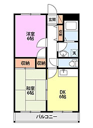 グランメール五社 2DKの間取図画像