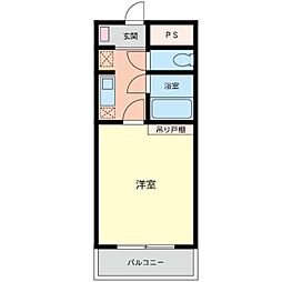 スクエアK2 1Kの間取図画像