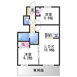 南海和歌山港線 和歌山港駅 徒歩26分の賃貸アパート 1階2LDKの間取り