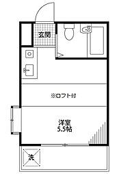 ペアパレス新座 ワンルームの間取図画像
