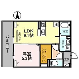 ラ・グレース 1LDKの間取図画像