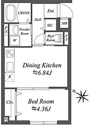 ソラシアレジデンス南大塚 4階1DKの間取り