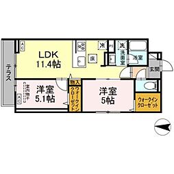 セレスティア柴又II 2LDKの間取図画像
