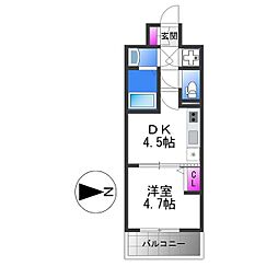 ファーストフィオーレ長田グランディール 3階1DKの間取り