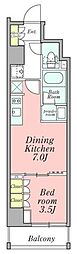 CRESTCOURT新宿山吹町 1DKの間取図画像