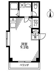 山崎ビル ワンルームの間取図画像