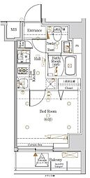 JR南武線 武蔵小杉駅 徒歩5分の賃貸マンション 8階1Kの間取り