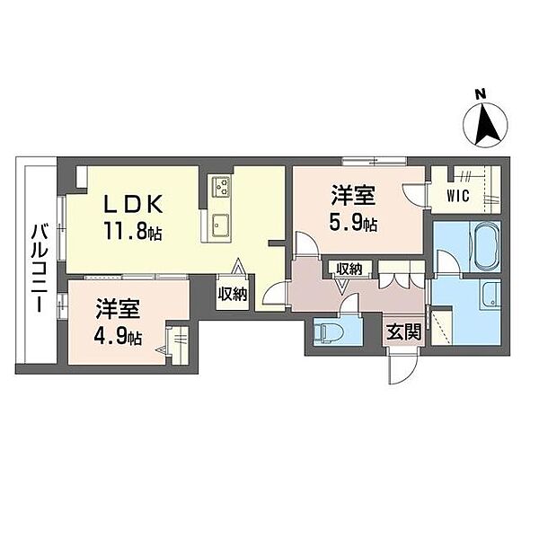 クオレール高田馬場 00203｜東京都新宿区高田馬場２丁目(賃貸マンション2LDK・2階・58.36㎡)の写真 その2