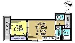 SUN HORIZON II 3階1LDKの間取り