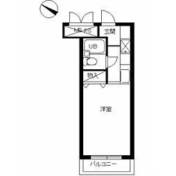 スカイコート宮崎台第3 2階ワンルームの間取り