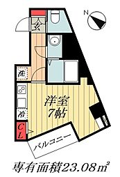 Nステージ西船橋市川 6階ワンルームの間取り