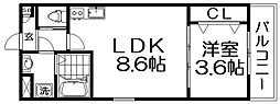 ジーメゾン渚元町クレサス 1LDKの間取図画像