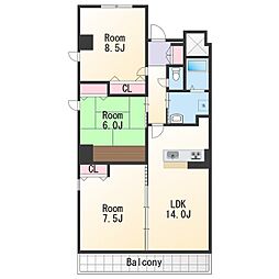 メープルヒル 2階3LDKの間取り