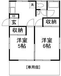 乙幡貸家 2DKの間取り