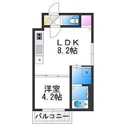 大阪市東住吉区照ケ丘矢田3丁目アパート 1LDKの間取図画像