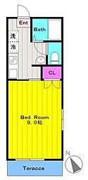 ライズ 1Kの間取図画像
