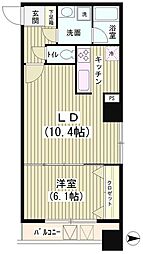 アクアコート 9階1LDKの間取り