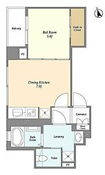 JR山手線 新橋駅 徒歩9分の賃貸マンション 5階1DKの間取り
