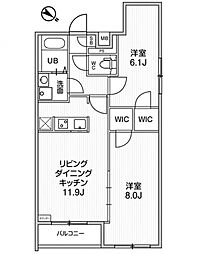 ジェノヴィア板橋本町IIIスカイガーデン 3階2LDKの間取り