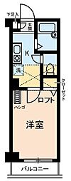 エル市ヶ谷 2階1Kの間取り