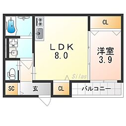 ジーメゾン泉佐野新町クオジエレ 2階