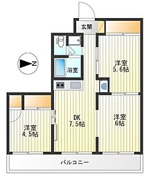 芋仙恩田ビル 3階3DKの間取り