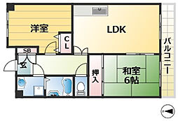 エクラシア鷹取駅前 2LDKの間取図画像