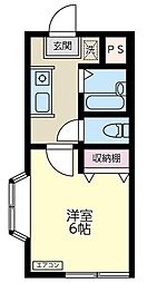 ジュネスハッピー 1Kの間取図画像