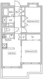 ＰＬＥＮＤＹ‐ＨＩＬＬＳ高幡不動 2階2LDKの間取り