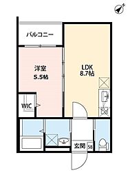 JR東海道・山陽本線 鷹取駅 徒歩13分の賃貸アパート 2階1LDKの間取り