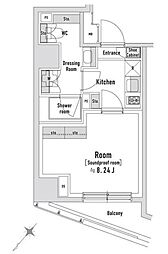 トラック八丁堀 4階1Kの間取り