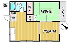 サンハイツ小宮 2階2DKの間取り