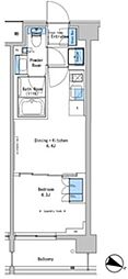 ルフォンプログレ中野富士見町ザ・レジデンス 1DKの間取図画像