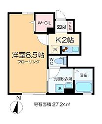 メルヴェーユ 1階1Kの間取り