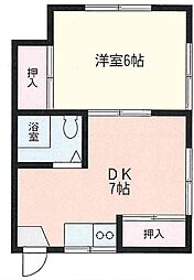 グリーンコートタカミ 1DKの間取図画像