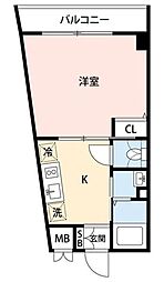 ラ・ファヴォール 4階1DKの間取り